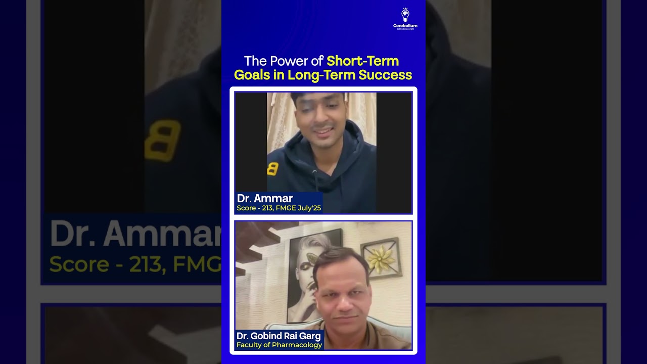 The Power of Short-Term Goals in Long-Term Success - Dr. Ammar, Score 213, FMGE July 2025