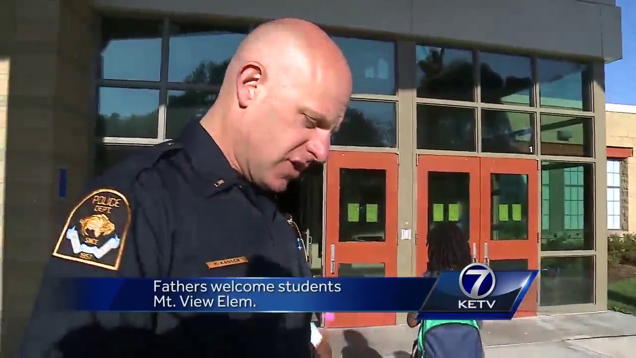 Fathers welcome students at Mt. View Elementary