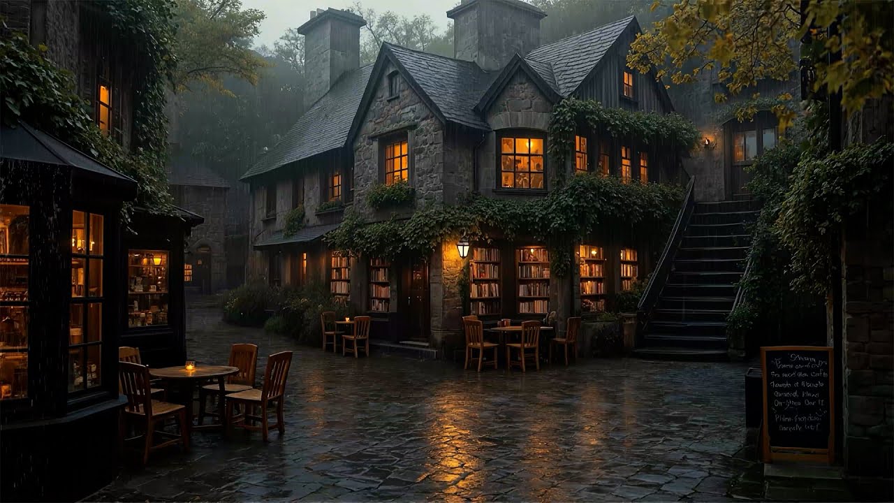 Quiet Rainy Reading in an Old Book Village | Late Night POV & Forgotten Silence | Dark Academia