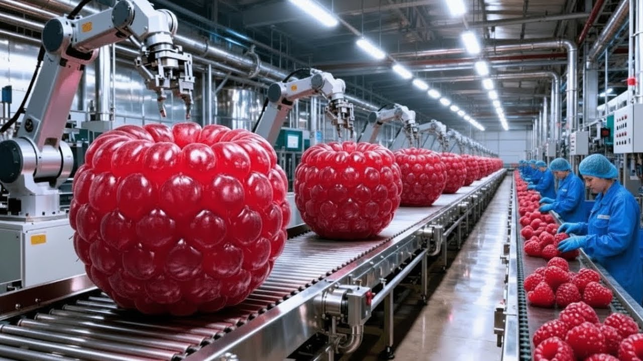 Inside a Modern Raspberry Factory | How Raspberries Go from Field to Dessert (Full Process)