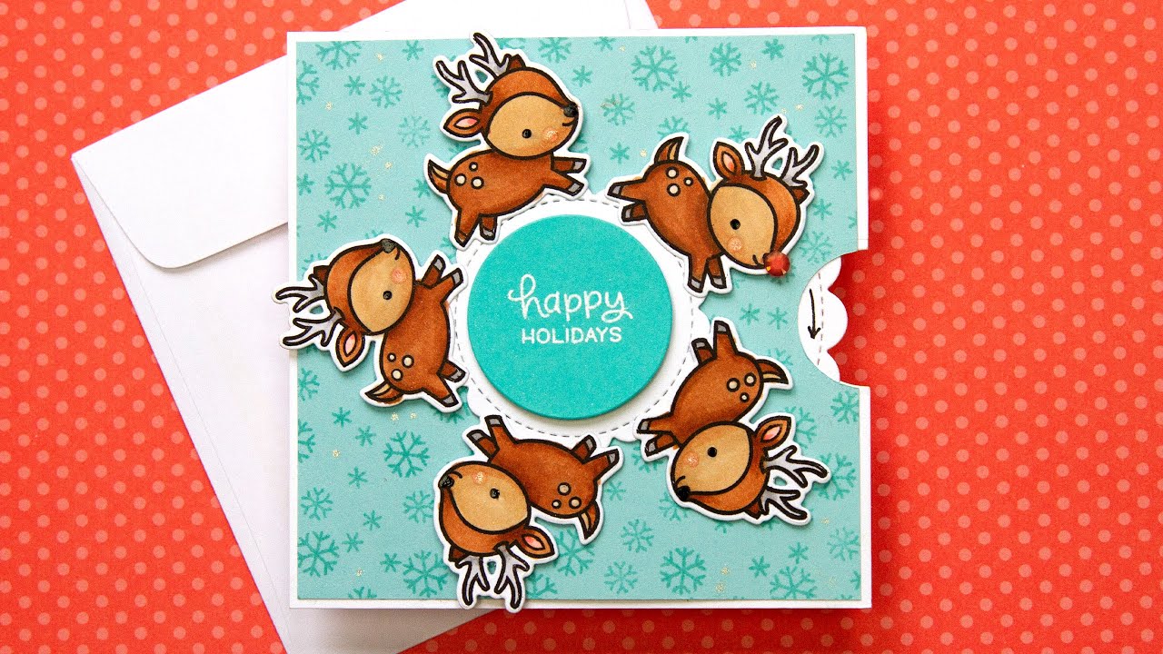 A holiday spinning wheel card