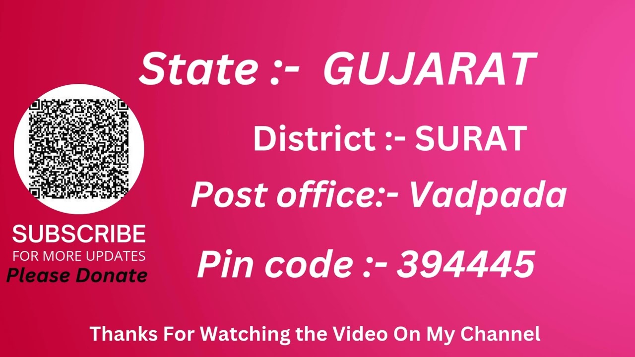 Gujarat Surat Vadpada Ka pin code 394445 / Surat Vadpada ka post office