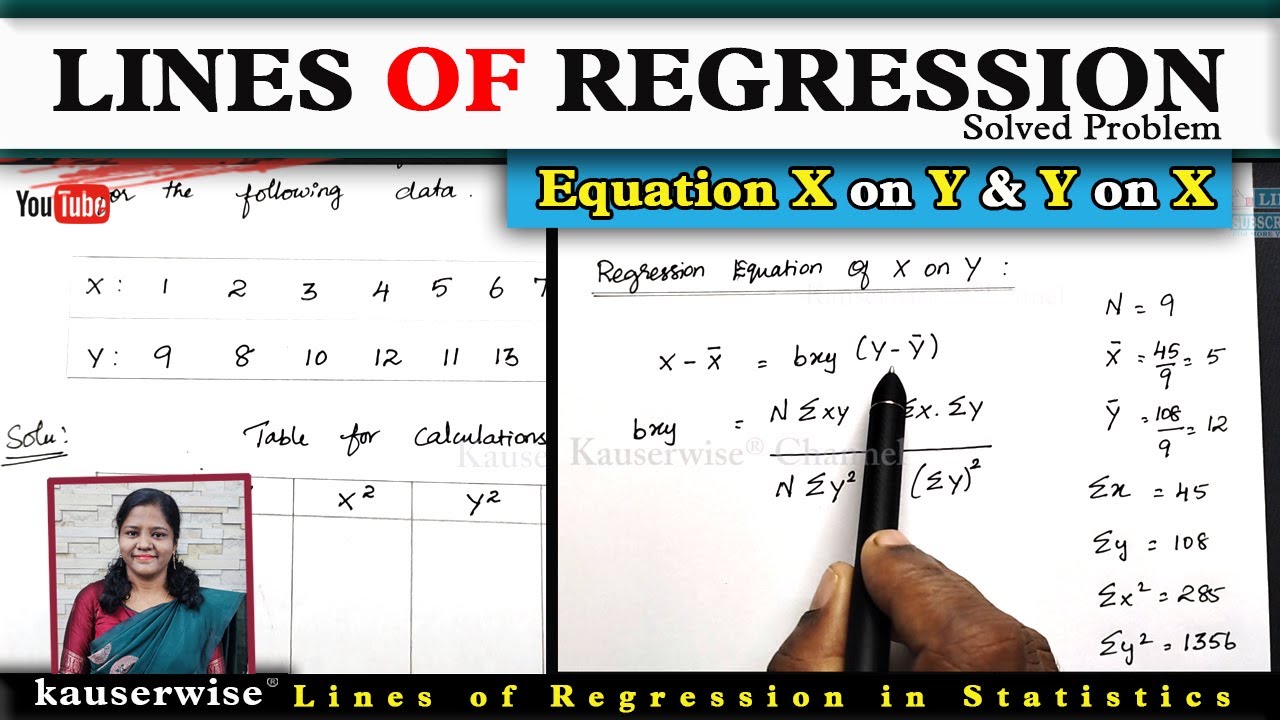 Lines of Regression Analysis | Equation X on Y and Y on X | Solved Problem | Statistics | kauserwise