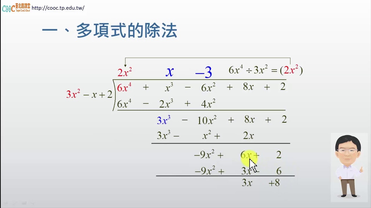 高中數學 多項式之除法原則長除法缺項補零 分離係數法