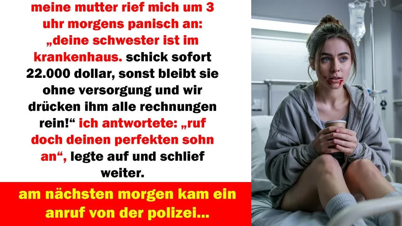 um 3 uhr früh forderte meine mutter 22 000 dollar am nächsten morgen rief die polizei an