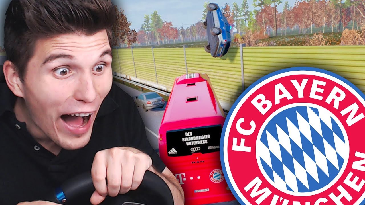 FC Bayern schleudert die Polizei durch die Luft ✪ Fernbus Simulator mit Lenkrad
