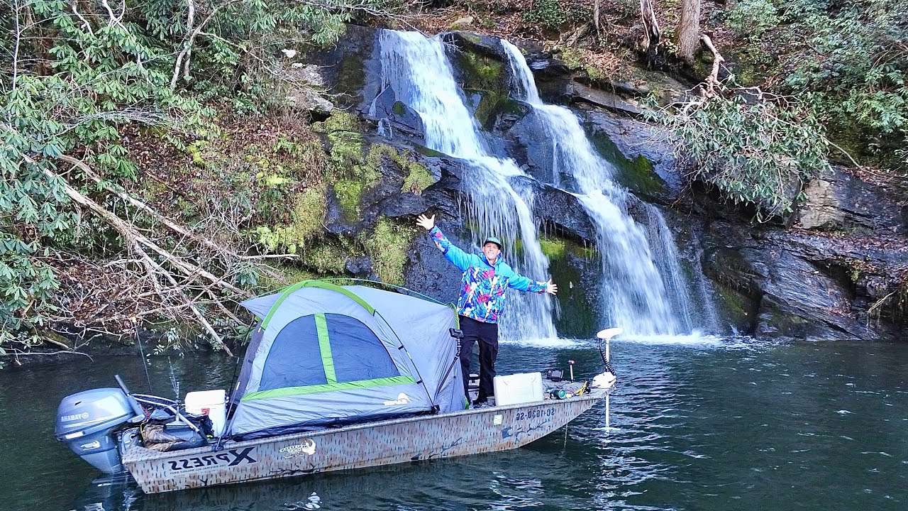 Camping on my Jon Boat in the Mountains! (Catch Cook Camp)