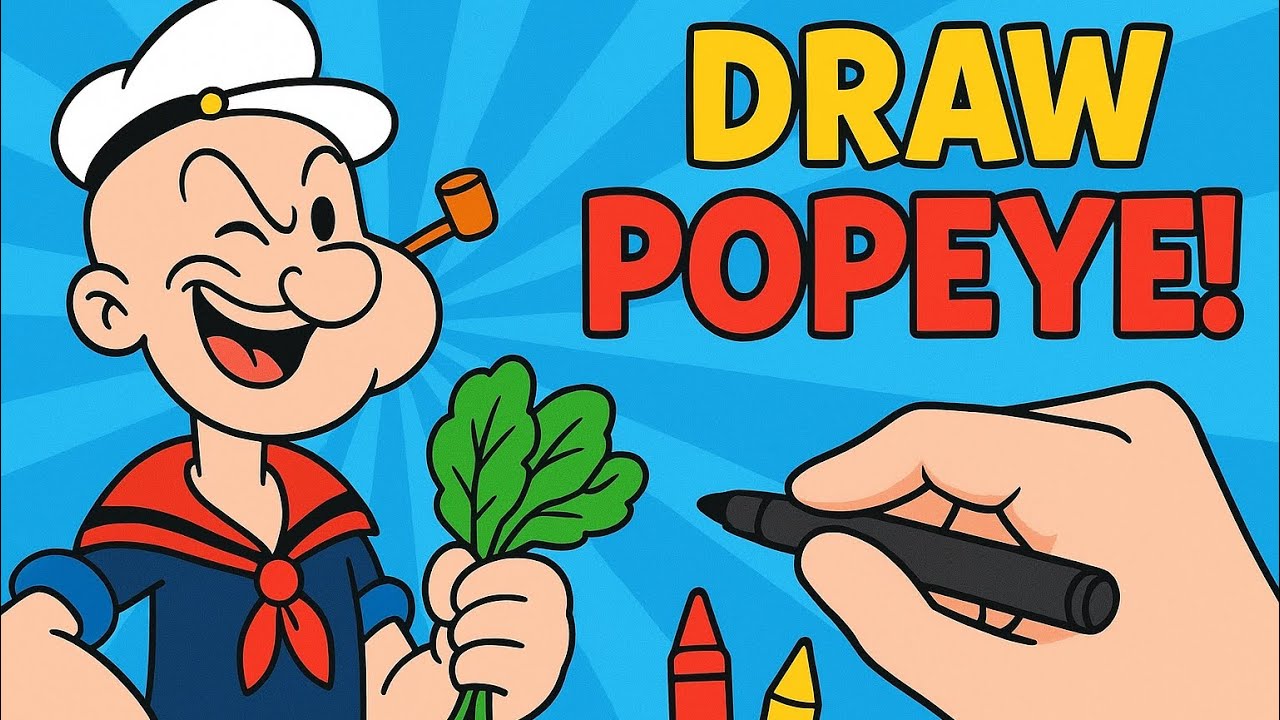 Kids Drawing Popeye the Sailor | Easy Cartoon Drawing for Kids | Step by Step Tutorial