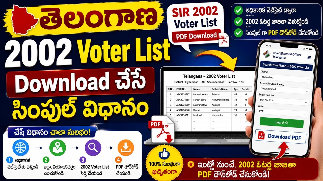 How to Download 2002 Telangana Voter List PDF | How to Download SIR Voter List Online