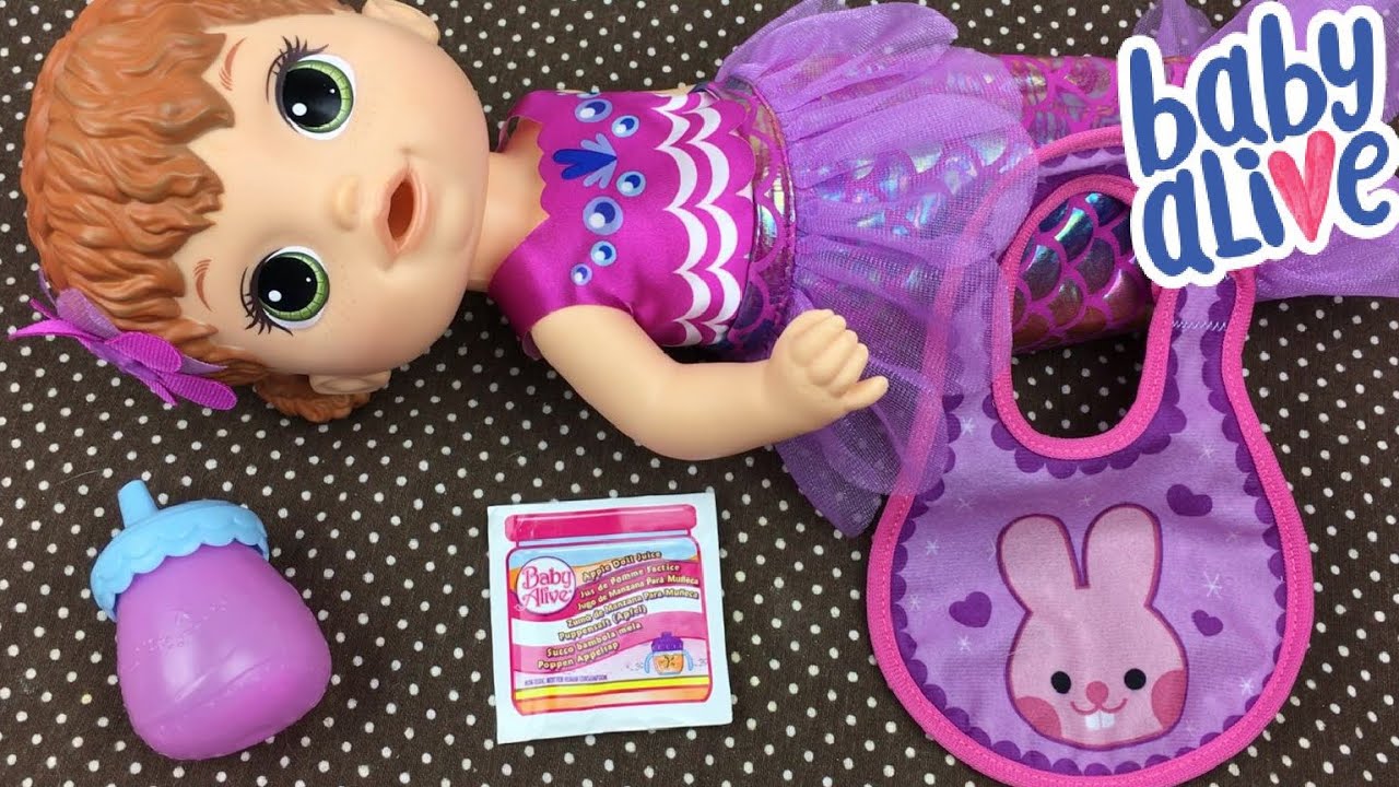 Night Routine Feeding Baby Alive SHIMMER N SPLASH MERMAID Vintage Apple Doll Juice