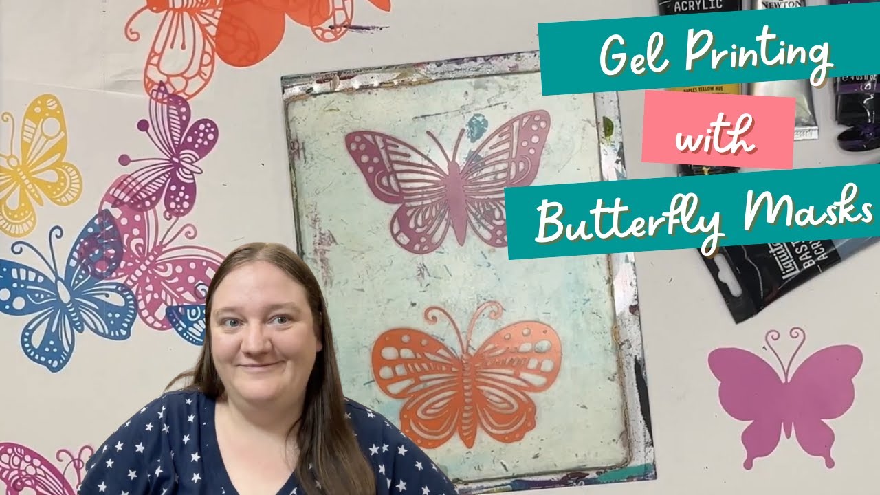 Testing Butterfly Stencils on the Gelli Plate for mixed media art - Silhouette Cameo cut stencils
