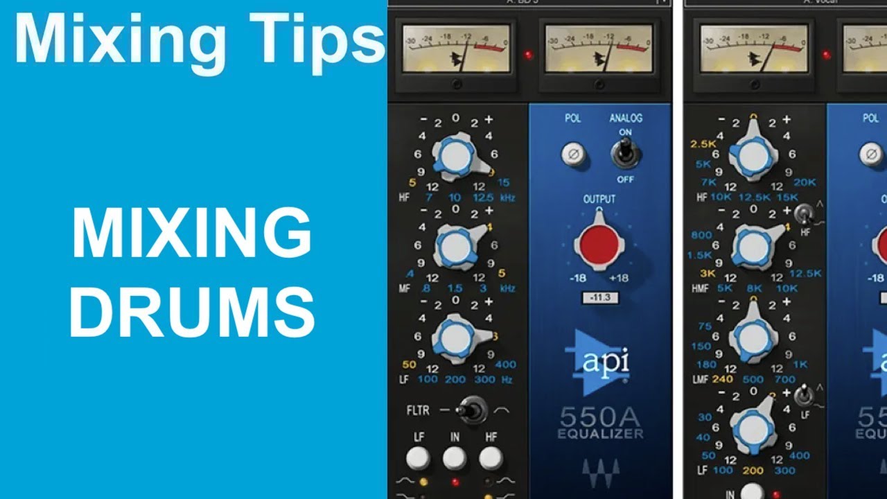 API 550A and 550B by Waves Drum Mixing Test: Modelled Vintage EQ Plugins // Mixing Tips
