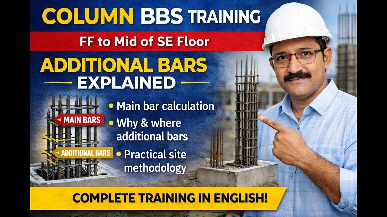 Column BBS Training | FF to Mid of SF Floor | Additional Bars | Site Practical