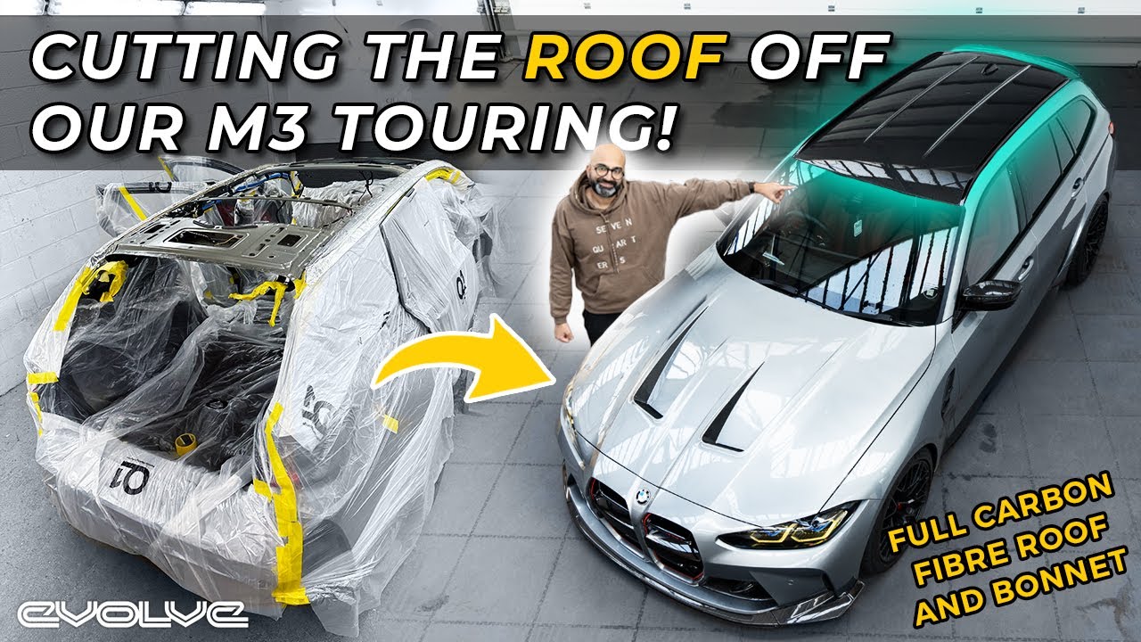 Cutting the roof off our 2023 G81 M3 Touring! Full Carbon Fiber Roof and Hood Install