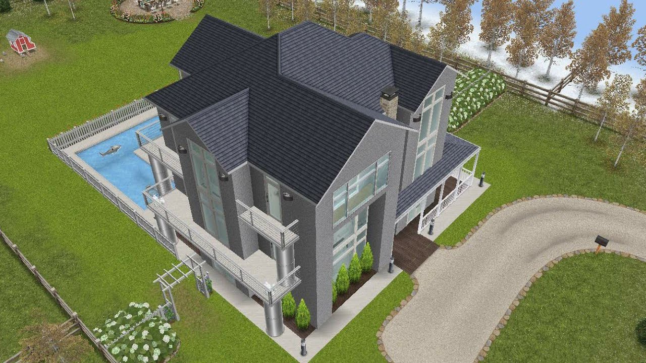 3 Storey Modern Traditional Farmhouse - Semi Boho Interior Design (Sims Freeplay) Speed Build