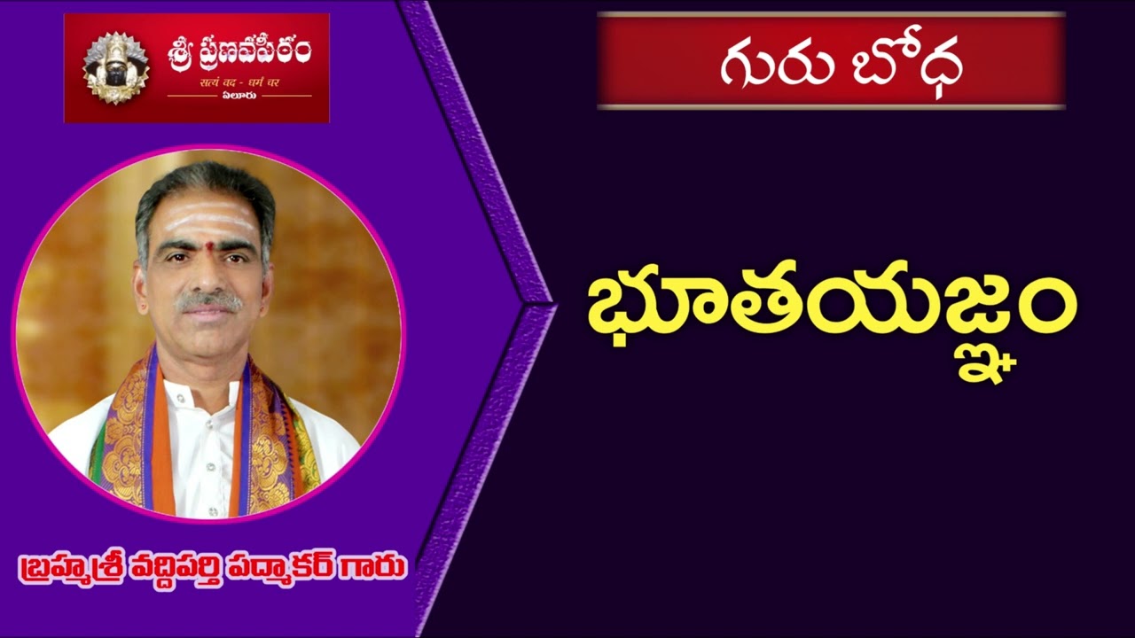 Bootha Yagnam | భూతయజ్ఞం | By Brahmasri Vaddiparti Padmakar Garu