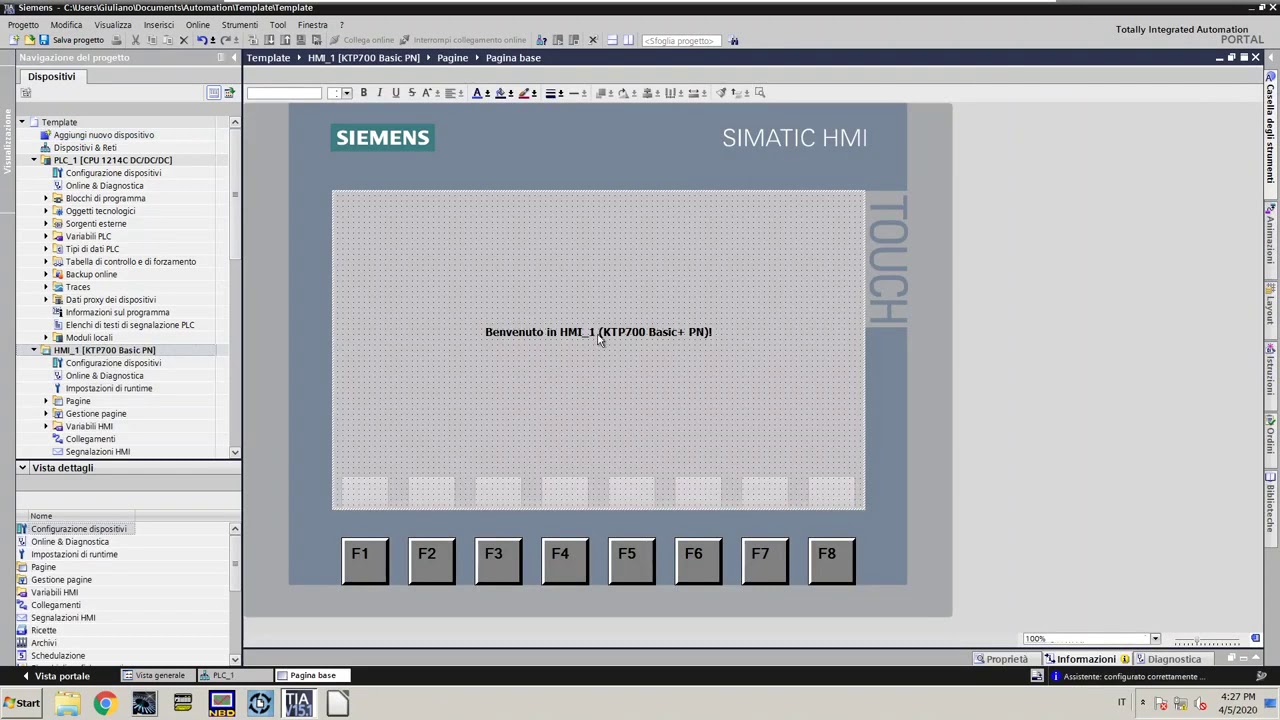 01 TIA Portal Siemens  Template di progetto