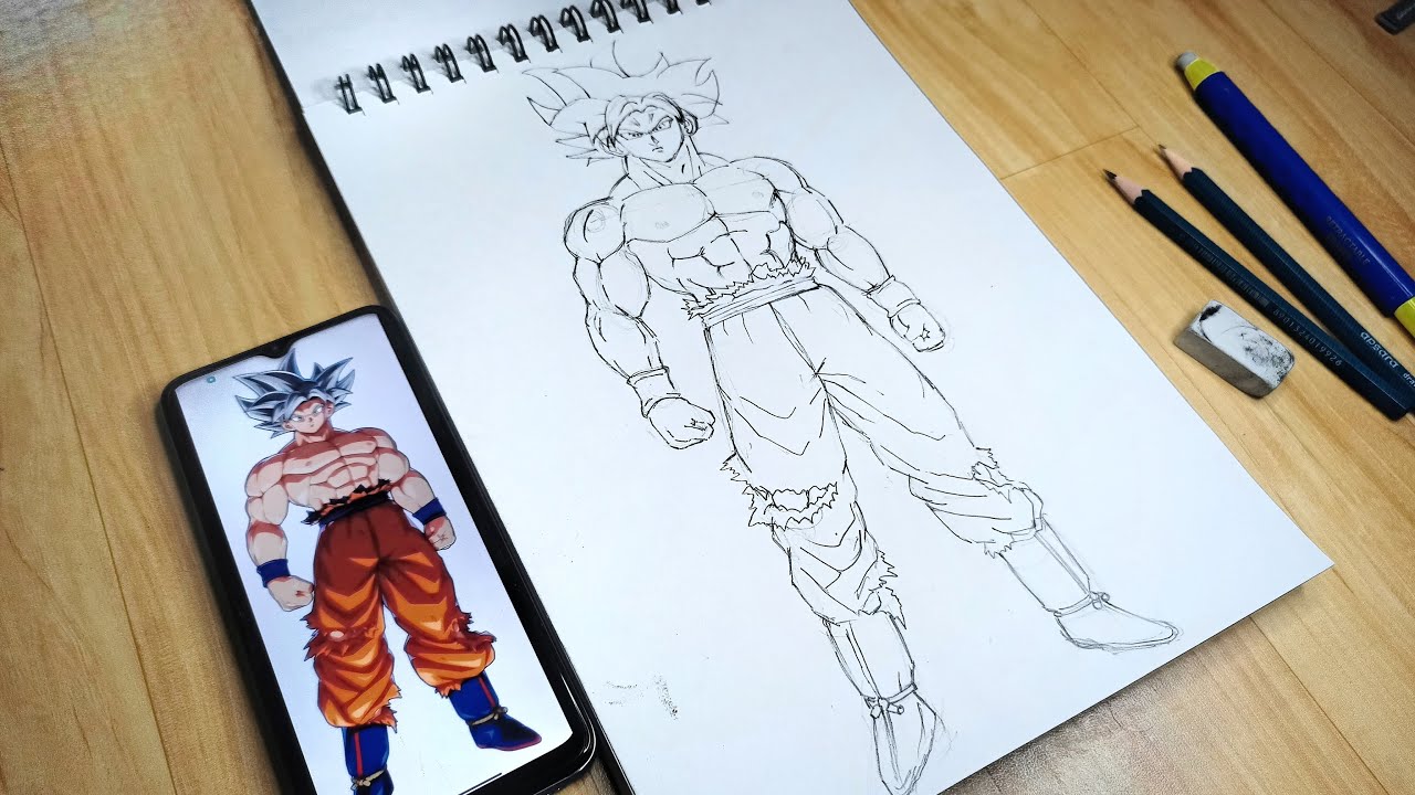 Как рисовать Гоку (в полный рост) | Рисование Гоку Ультра Инстинкт - Dragon Ball Z