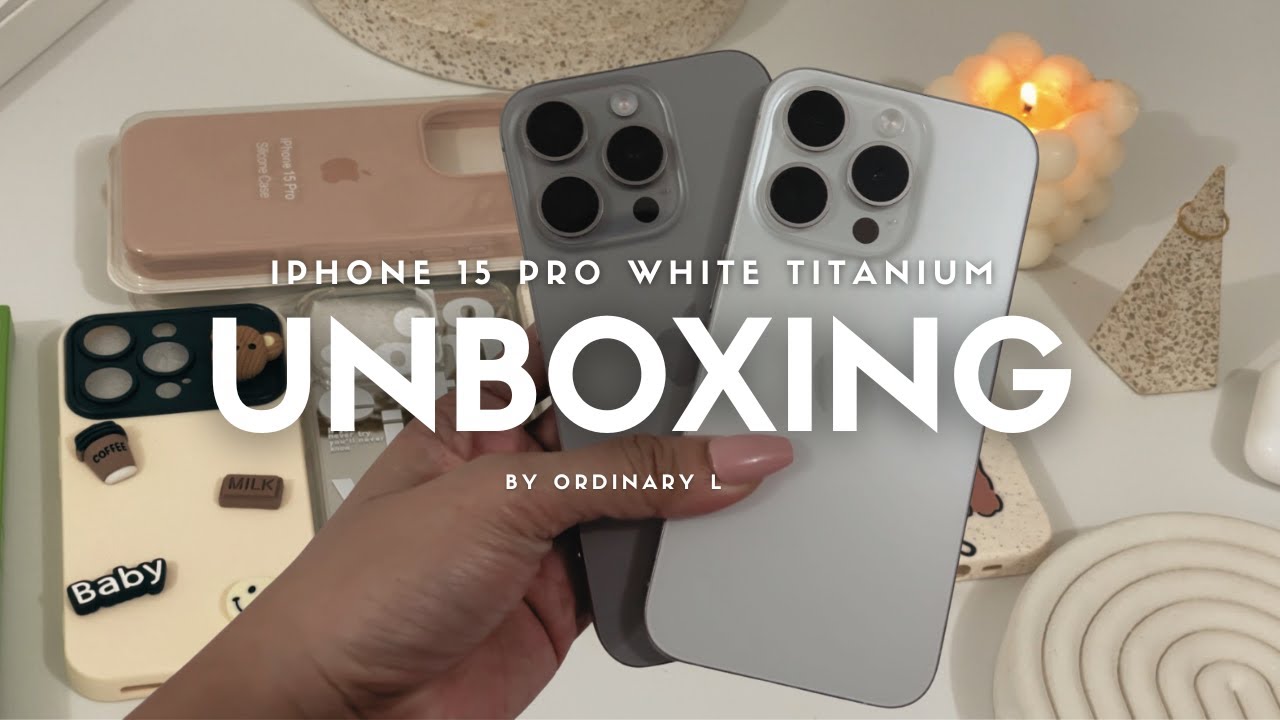 iPhone 15 Pro UNBOXING aesthetic + White VS Natural Titanium VS 12 pro VS 13 pro max comparison