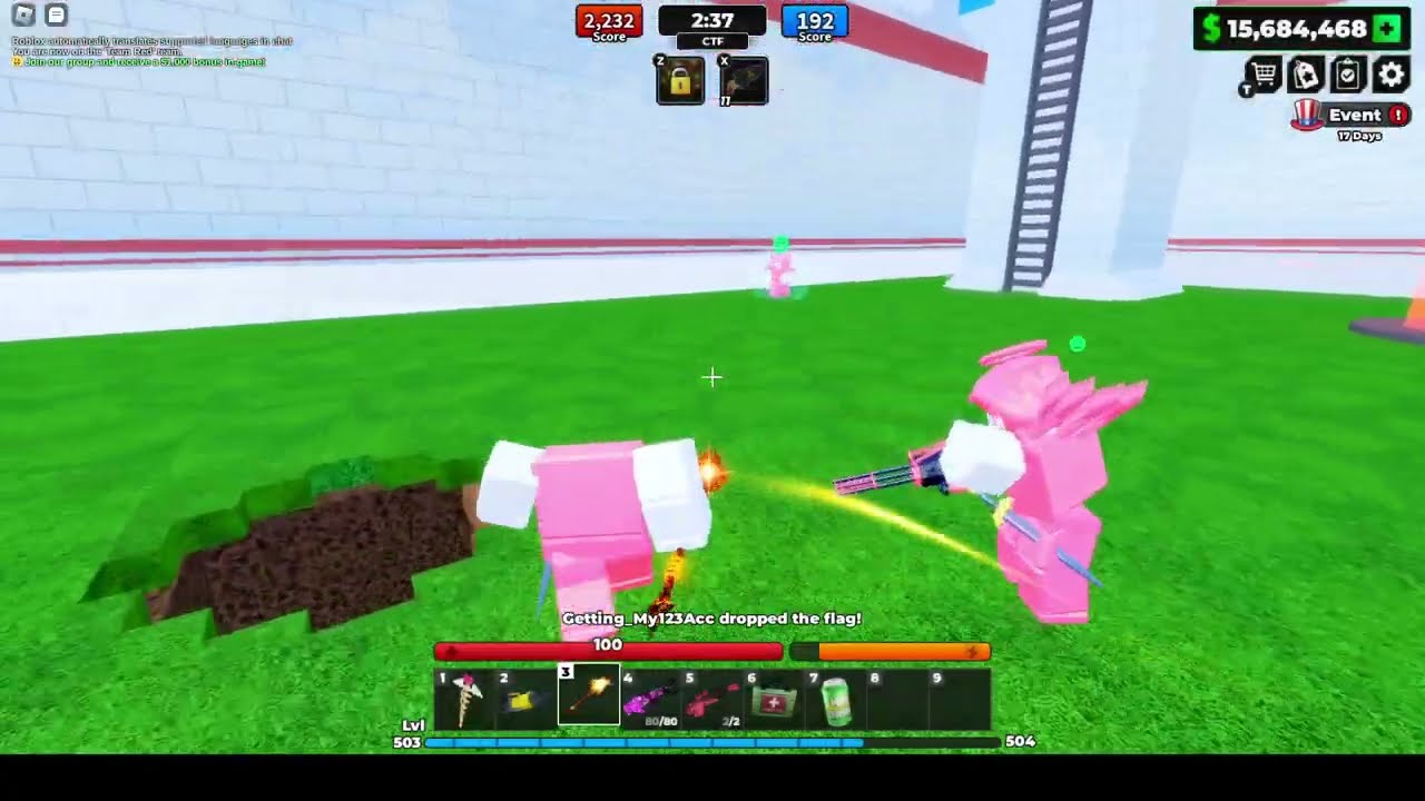Flag Wars! - Reaching lvl 500 then a lag switcher joins