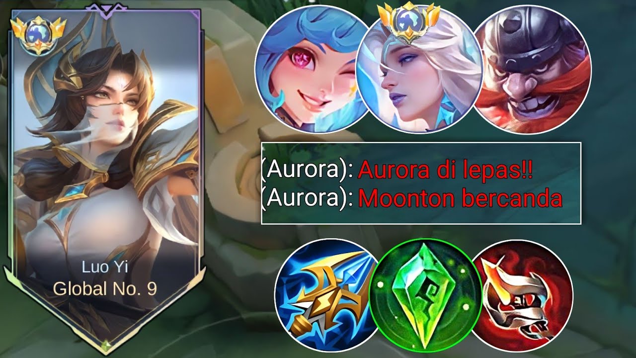 HARD MATCH! GLOBAL LUO YI SOLO RANK MYTHICAL GLORY VS META HERO AURORA | LUO YI BEST BUILD 2024|MLBB
