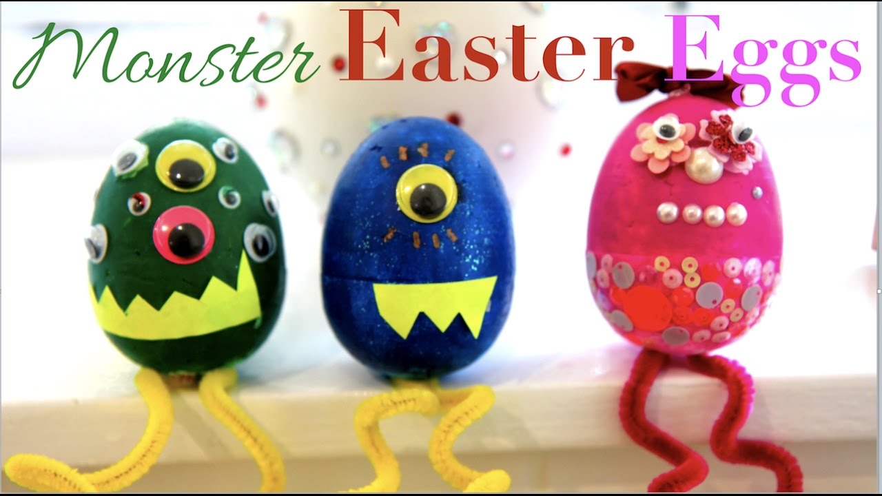 Colouring Easter Eggs with a twist | Monster Easter Eggs | Easy Egg Painting Decorating