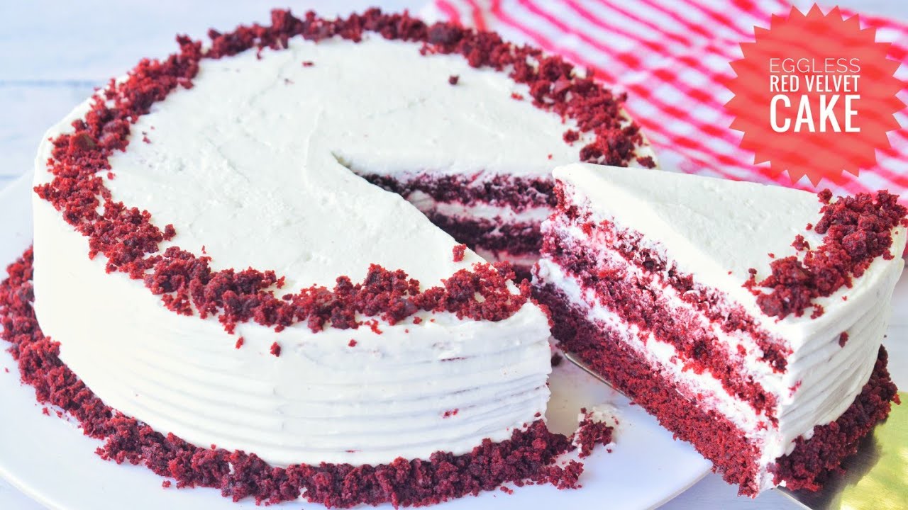Eggless Red Velvet Cake Recipe With Cream Cheese Frosting
