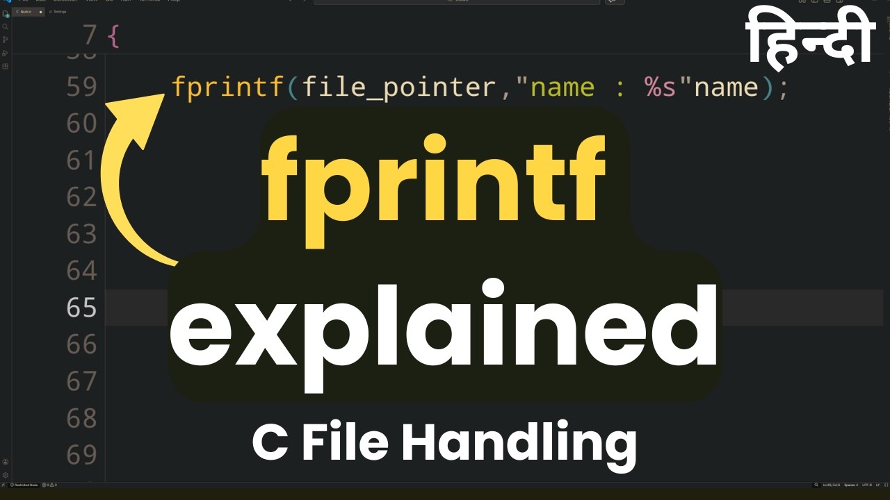 fprintf function explained in C Programming Language | File Handling Tutorial in Hindi