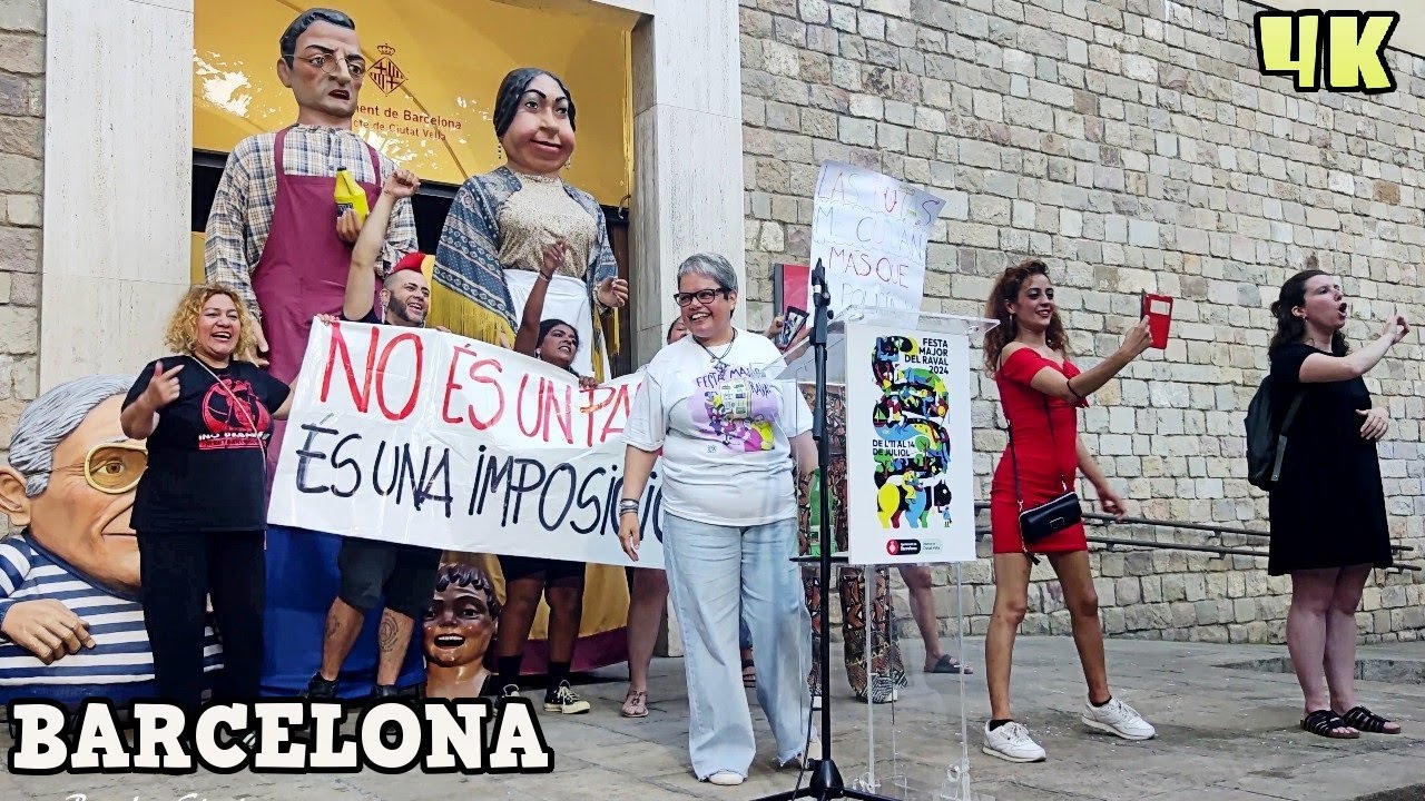 Barcelona Festa del Raval 2024 | Cercavila i Pregó de Festa Major Raval Barcelona, Spain 4K