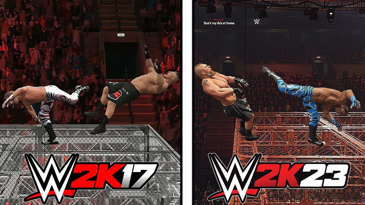 Лучшие экстремальные ФИНИШЕРЫ в WWE 2K17 против 2K23 !!!