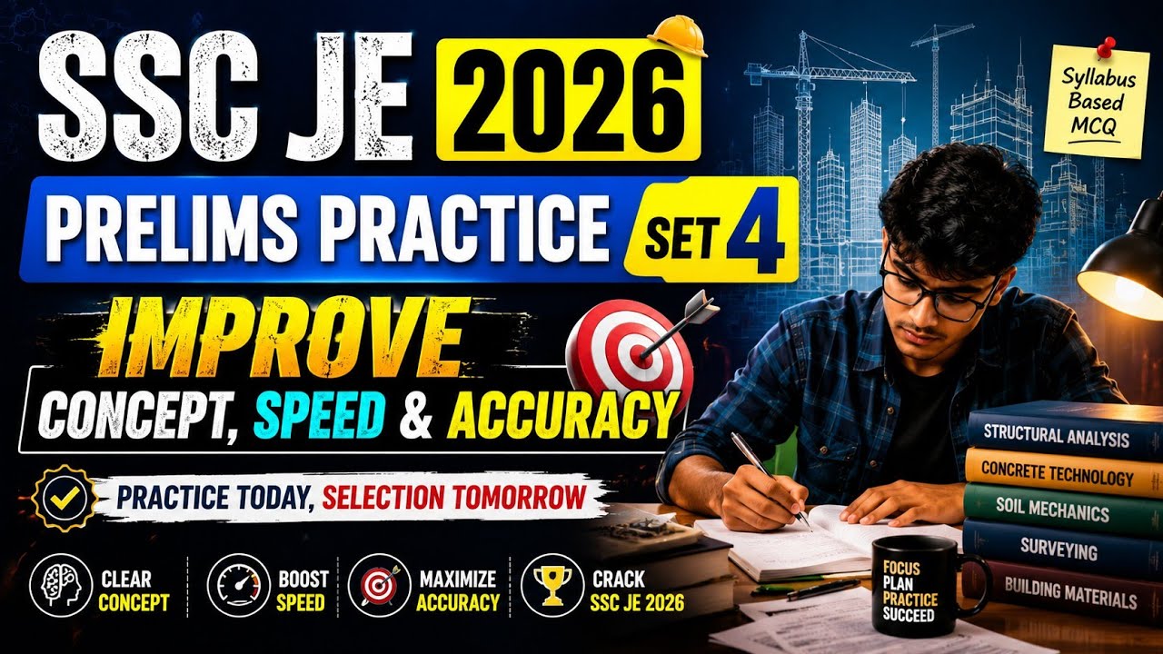 🚀 SSC JE PRELIMS PRACTICE SET 4| Civil Engineering MCQs | PYQs | Exam Preparation
