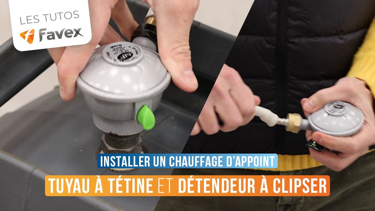 [TUTO] Installation d'un tuyau gaz à tétine et d'un détendeur à clipser sur votre bouteille de gaz.