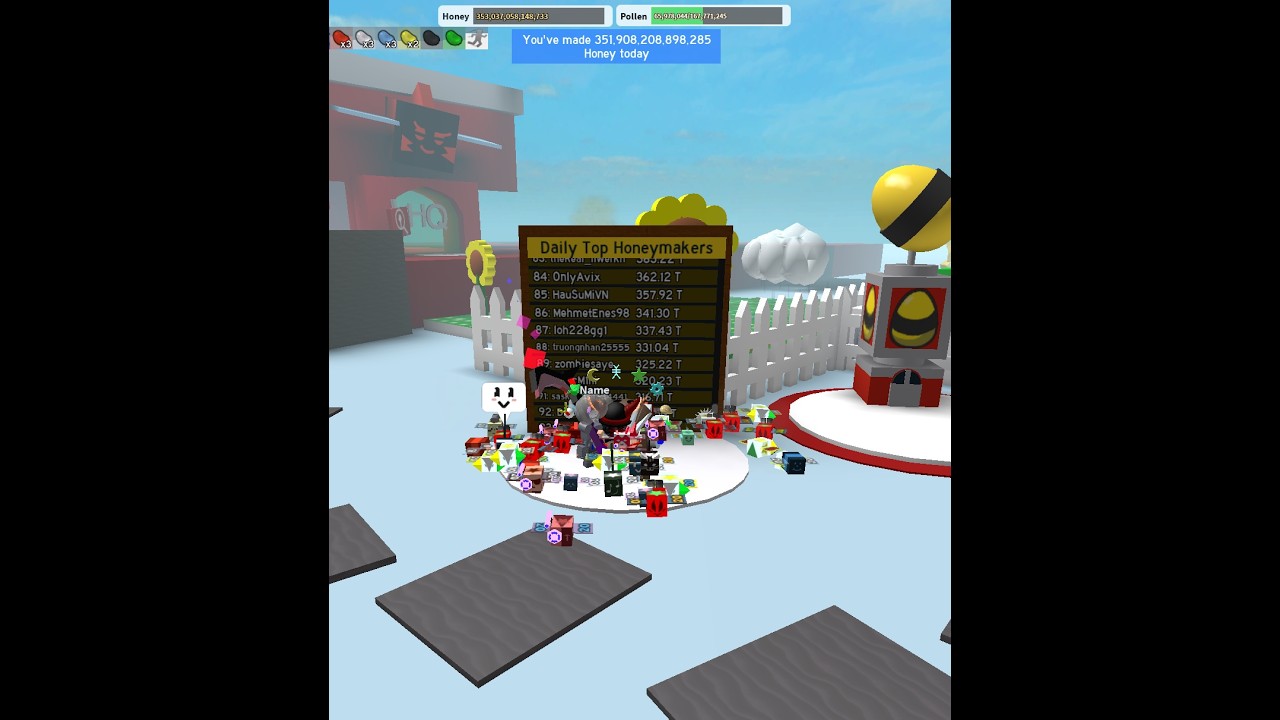 351T Red Hive Boost with Honeyday and Festive Bean | Hive Reveal | Bee Swarm Simulator.