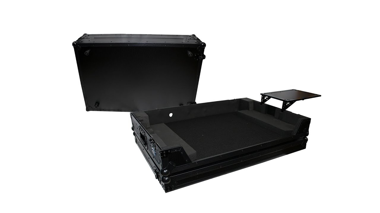 ProX XS-DDJRZXWLTBL Fits Pioneer DDJ-RZX w Laptop Shelf & Wheels Black on Black