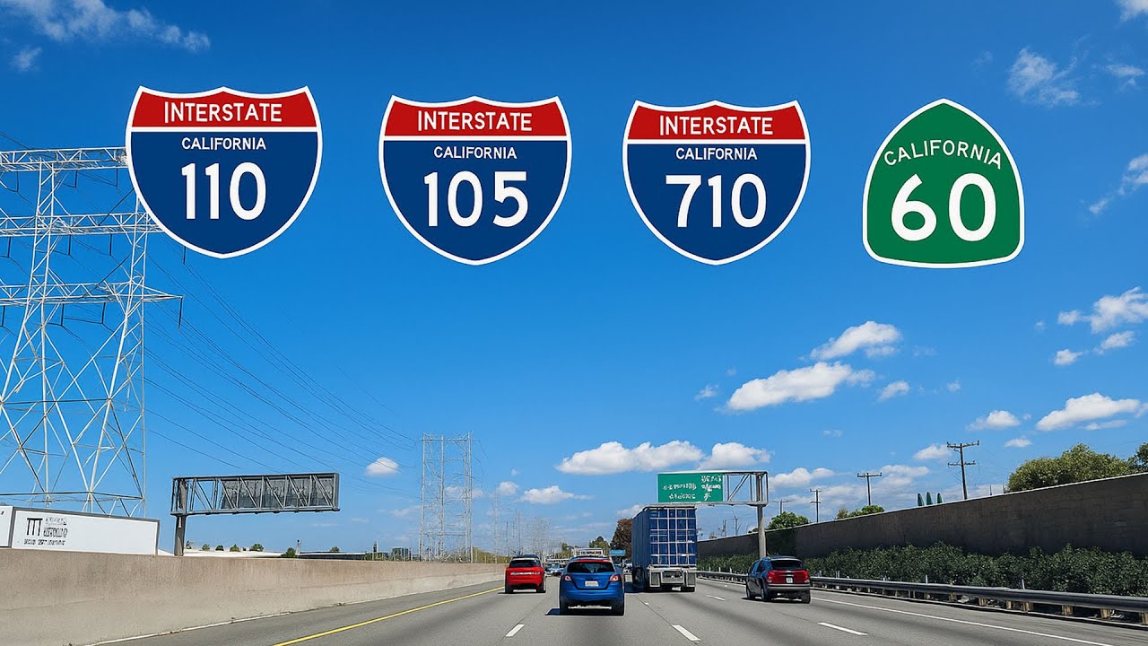 Exploring LA's Freeways: A Drive Along Interstate 710, 105, 110, SR60 | California Driving Tour