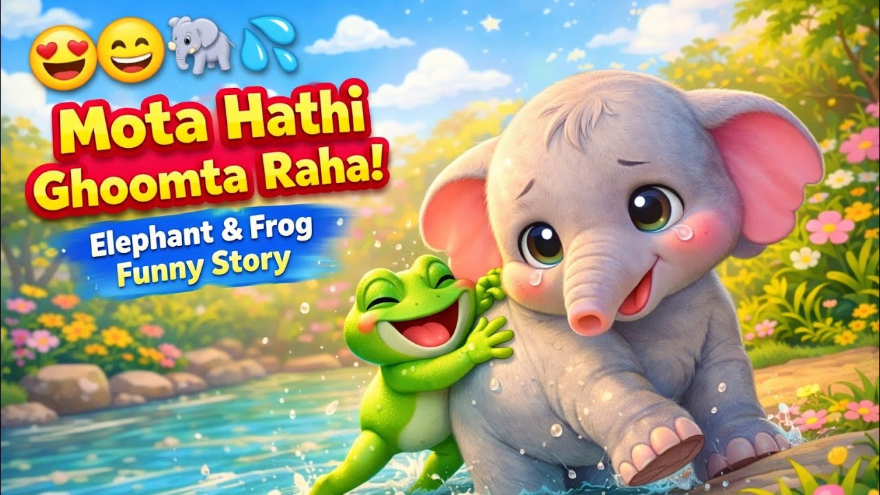 Mota Hati Ghoomta Raha 😄🐘💦 | Elephant & Frog Funny Story | Kids Rhyme Cartoon