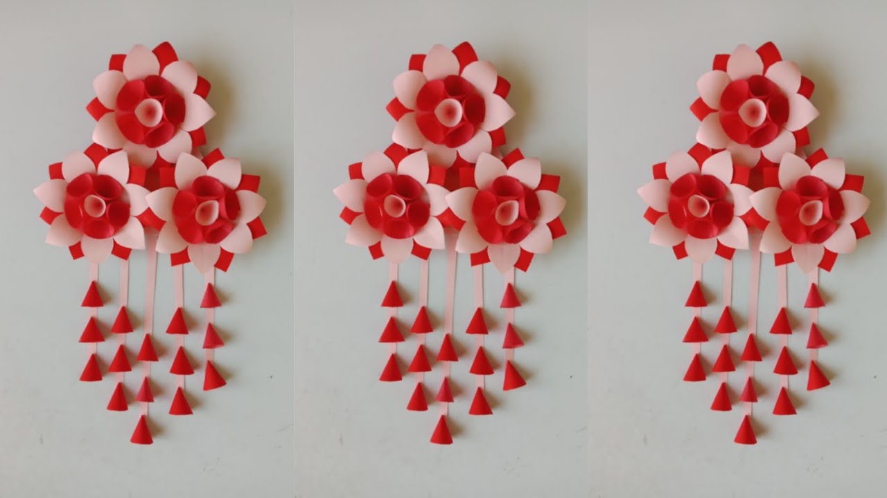 Easy beautiful Home Decoration Craft/Handing Wall Home Decoration Craft Idea/How To Make Paper Flowe