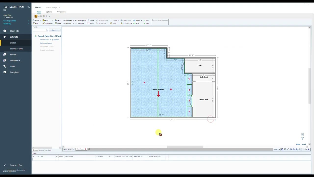 PCS Xactimate -  How To Use The Drop & Roll Flooring Method