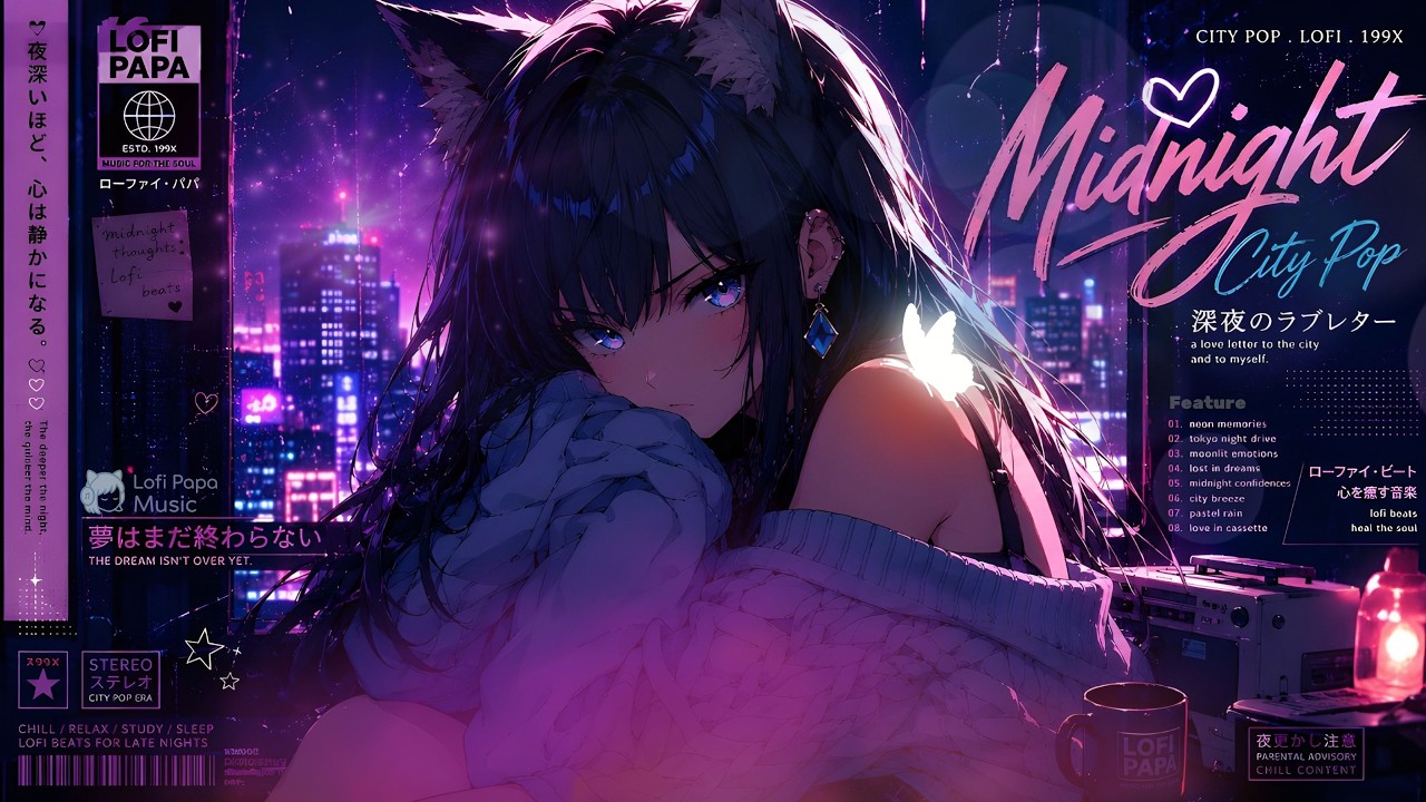 LIVE 24/7 🎧 Neko Girl Lofi ❄️ Chill Beats to Relax, Study & Sleep | Cozy Winter Night Ambience