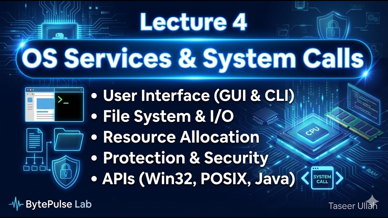 Lecture 4: Operating System Services & System Calls | GUI, CLI, APIs (Win32, POSIX, Java)
