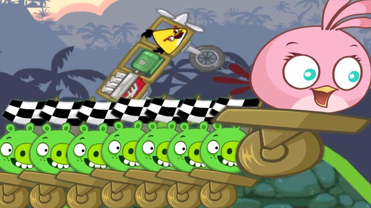 Angry Birds STUNT - CRAZY RACING BIRDS WHEELIE VS BAD PIGGIES