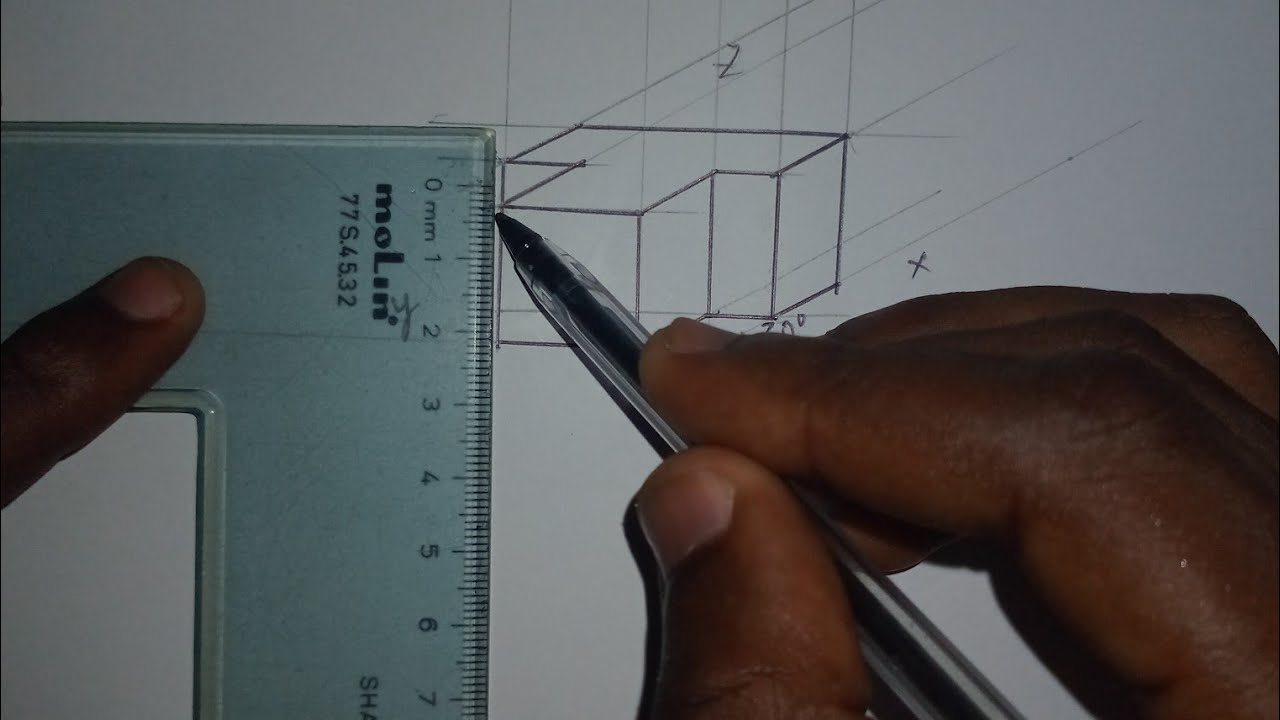 Como representar figura tridimensional em perspetiva axonométrica cavaleira 0⁰-30⁰📏📐