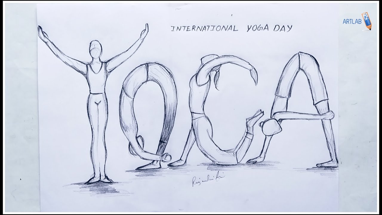 Yoga day special pencil sketch | drawing | step by step  | 21st June 2021|| Art Lab