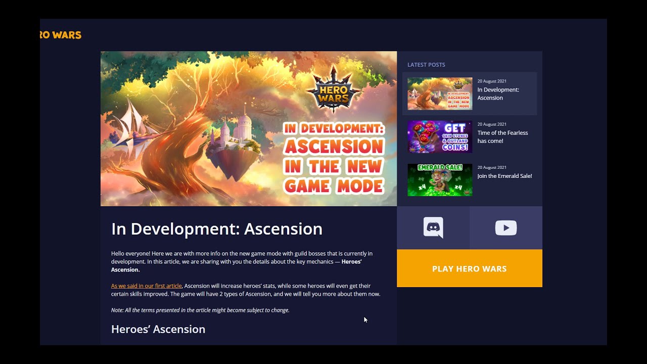 Hero Wars &mdash; Ascension Revealed!