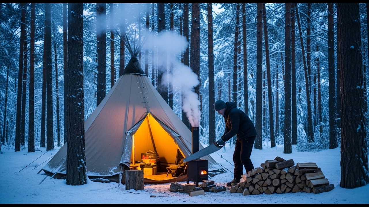 Deep Woods Winter Camping: Building My Shelter