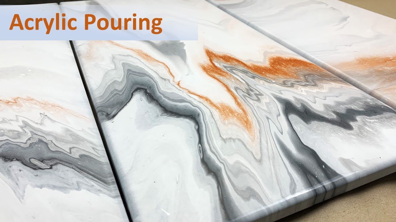 Triptych Line Pour Acrylic Pouring Technique