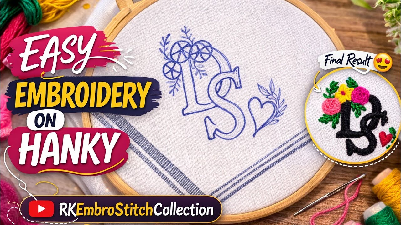 How to Embroder on handkerchief || Hand embroidery for beginners || Let's Explore