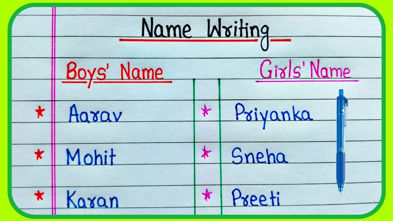 Name Writing in English/Boys Name/Girls Name/Indian Names of Boys and Girls