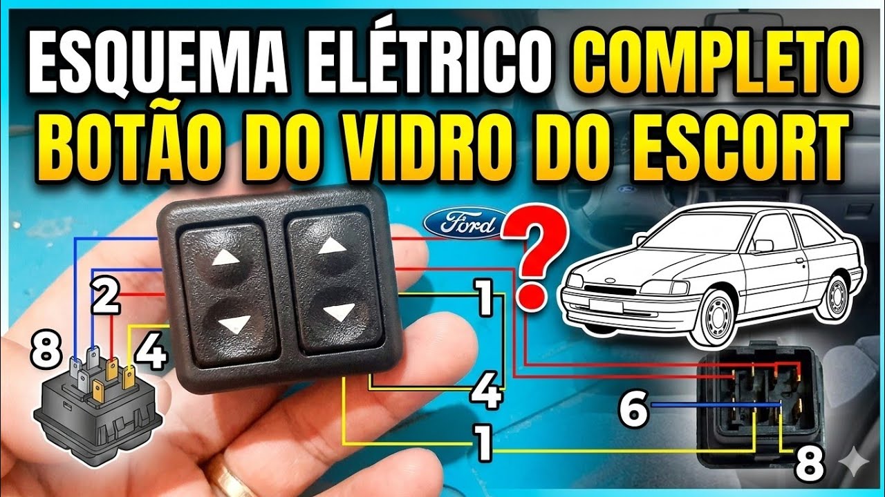 Esquema instala&ccedil;&atilde;o bot&atilde;o vidro el&eacute;trico Escort /Verona e carros antigos