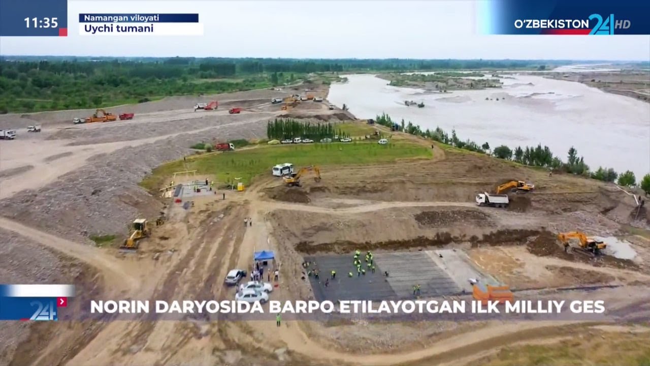Norin daryosida barpo etilayotgan ilk milliy GES